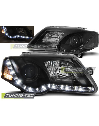 Fari Anteriori Luci Diurne Nero per Volkswagen Passat B6 3C 03/2005-2010 (Cod. TT-LPVWC2)