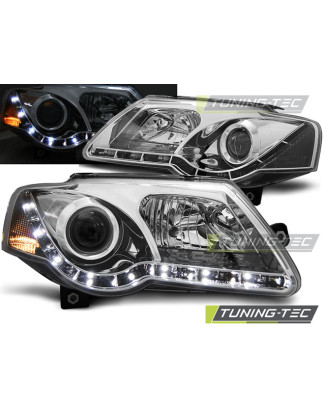 Fari Anteriori Luci Diurne Cromato per Volkswagen Passat B6 3C 03/2005-2010 (Cod. TT-LPVWC1)