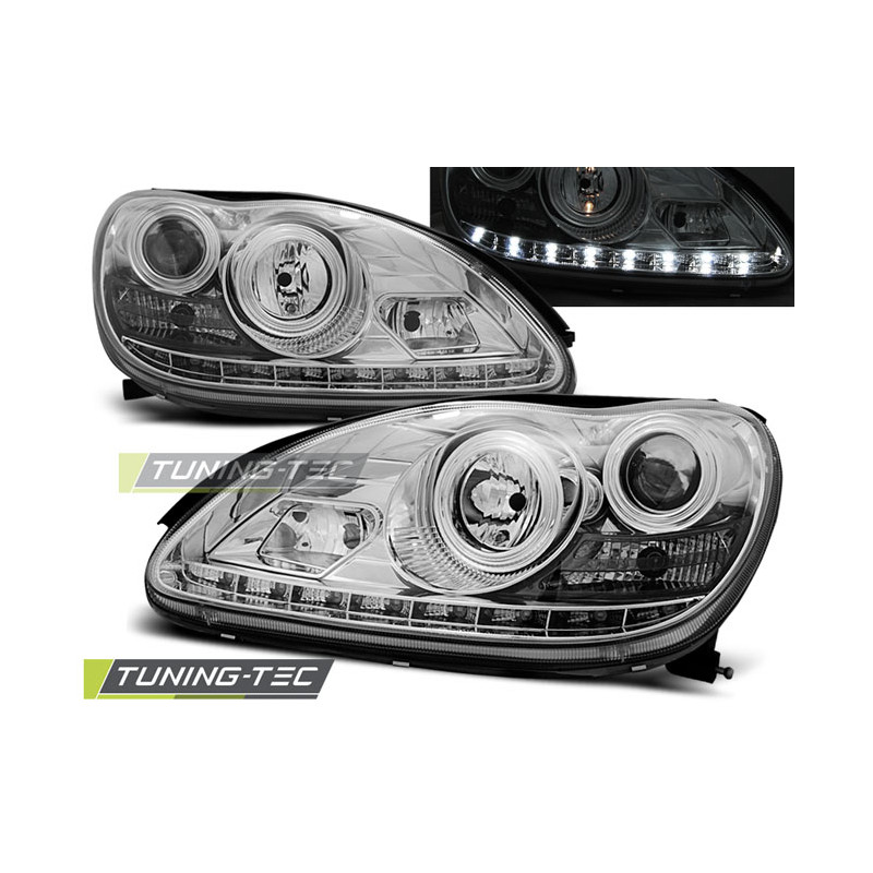 Fari Anteriori Luci Diurne Cromato per Mercedes-Benz W220 S-klasa 09/1998-05/2005 (Cod. TT-LPME51)