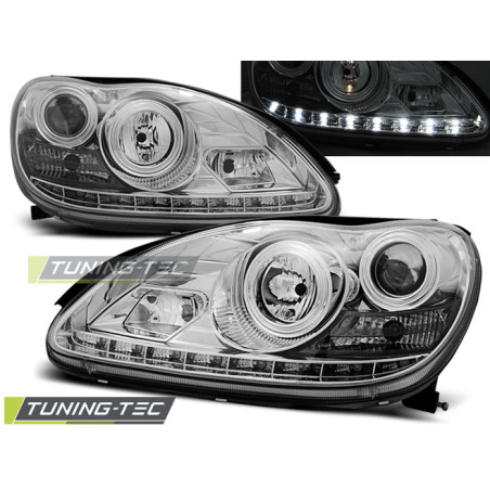 Fari Anteriori Luci Diurne Cromato per Mercedes-Benz W220 S-klasa 09/1998-05/2005 (Cod. TT-LPME51)