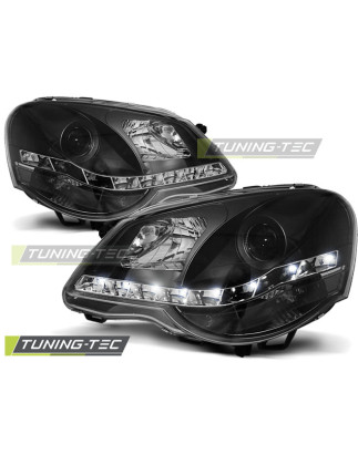 Fari Anteriori Luci Diurne Nero per Volkswagen Polo 9N3 04/2005-2009 (Cod. TT-LPVWA6)