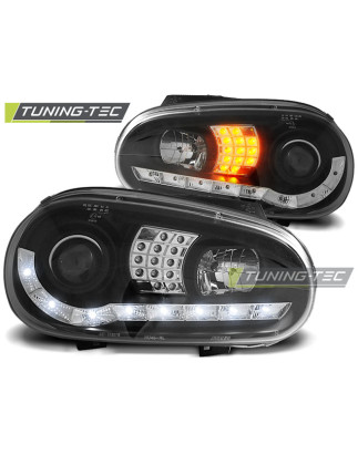 Fari Anteriori Luci Diurne Nero per Volkswagen Golf 4 09/1997-09/2003 (Cod. TT-LPVWB2)