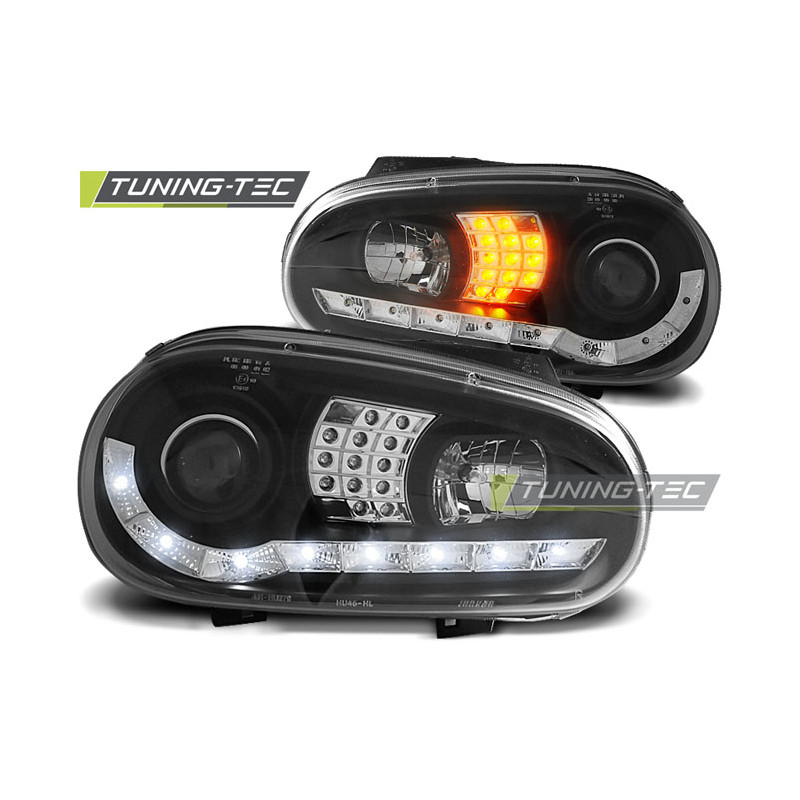 Fari Anteriori Luci Diurne Nero per Volkswagen Golf 4 09/1997-09/2003 (Cod. TT-LPVWB2)
