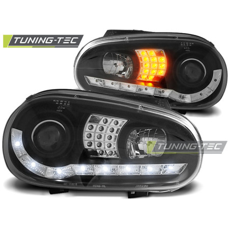 Fari Anteriori Luci Diurne Nero per Volkswagen Golf 4 09/1997-09/2003 (Cod. TT-LPVWB2)