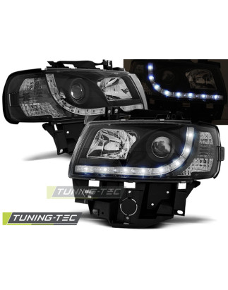 Fari Anteriori Luci Diurne Nero per Volkswagen T4 Bus 08/1996-03/2003 (Cod. TT-LPVWB6)
