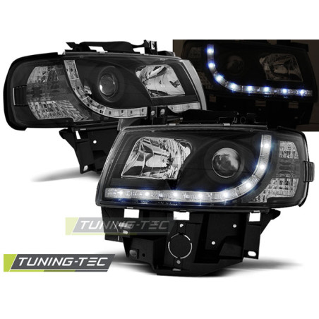 Fari Anteriori Luci Diurne Nero per Volkswagen T4 Bus 08/1996-03/2003 (Cod. TT-LPVWB6)