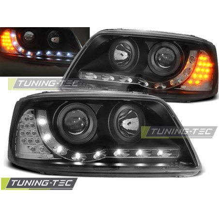 Fari Anteriori Luci Diurne Nero per Volkswagen T5 04/2003-08/2009 (Cod. TT-LPVWA8)