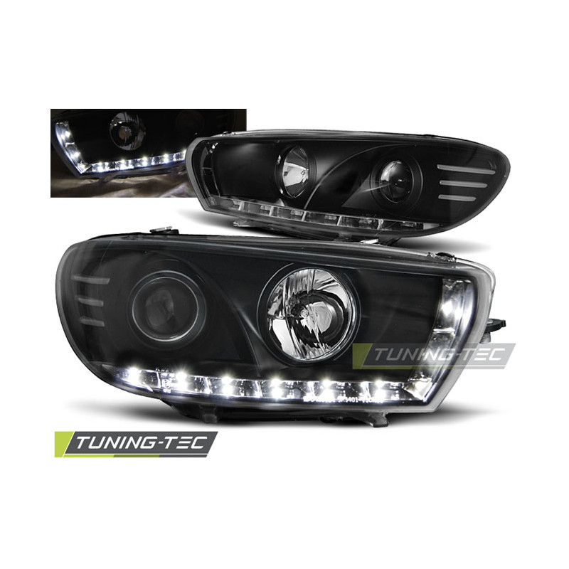 Fari Anteriori Luci Diurne Nero per Volkswagen Scirocco 2008-04/2014 (Cod. TT-LPVWB0)