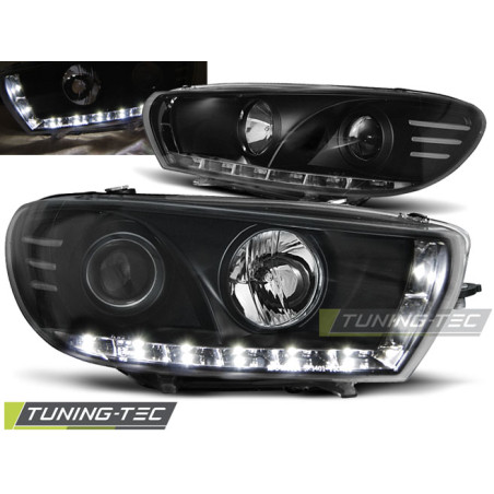 Fari Anteriori Luci Diurne Nero per Volkswagen Scirocco 2008-04/2014 (Cod. TT-LPVWB0)