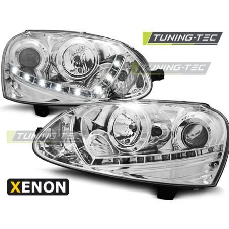 Fari Anteriori Luci Diurne Cromato per Volkswagen Golf 5 2003-2008 (Cod. TT-LPVWD4)