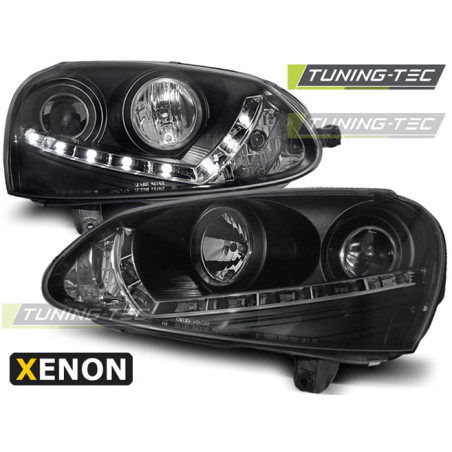 Fari Anteriori Luci Diurne Nero per Volkswagen Golf 5 2003-2008 (Cod. TT-LPVWD5)