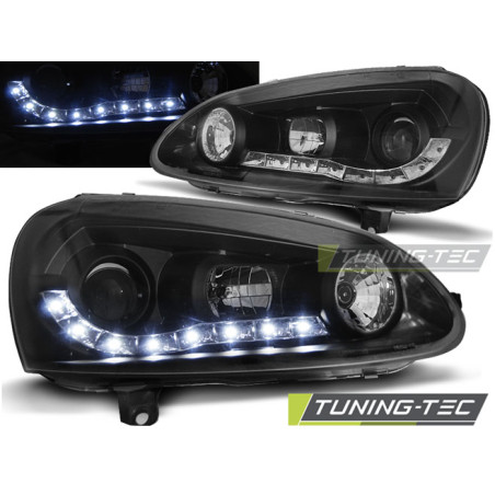 Fari Anteriori Luci Diurne Nero per Volkswagen Golf 5 (Cod. TT-LPVW99)