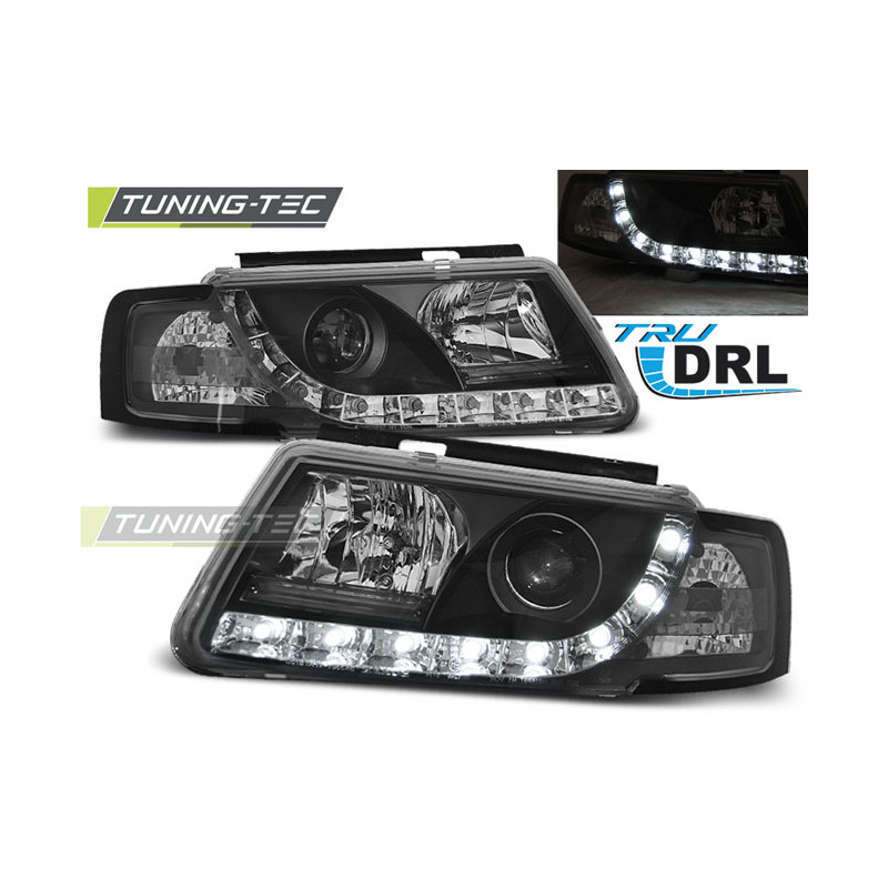 Fari Anteriori Luci Diurne DRL Nero per Volkswagen Passat B5 3B 11/1996-08/2000 (Cod. TT-LPVWD7)
