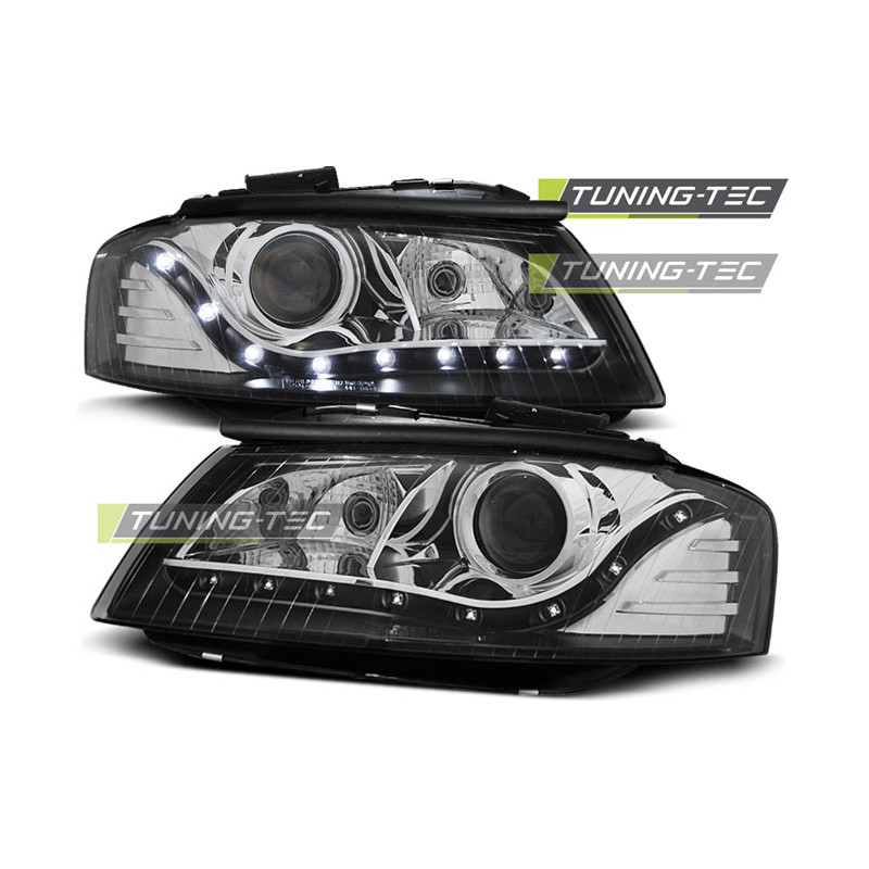 Fari Anteriori Luci Diurne Nero per Audi A3 8P 05/2003-03/2008 (Cod. TT-LPAU24)