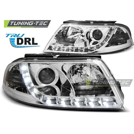 Fari Anteriori Luci Diurne DRL Cromato per Volkswagen Passat 3BG 09/2000-03/2005 (Cod. TT-LPVWD8)