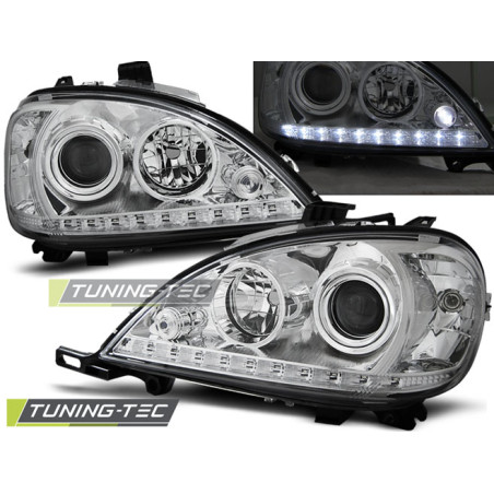 Fari Anteriori Luci Diurne Cromato per Mercedes-Benz W163 Ml Classe M 03/1998-08/2001 (Cod. TT-LPME5