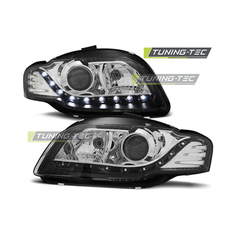 Fari Anteriori Luci Diurne Nero per Audi A4 B7 11/2004-03/2008 (Cod. TT-LPAU66)