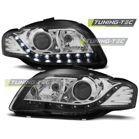 Fari Anteriori Luci Diurne Nero per Audi A4 B7 11/2004-03/2008 (Cod. TT-LPAU66)