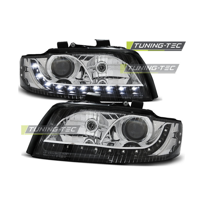 Fari Anteriori Luci Diurne Nero per Audi A4 10/2000-10/2004 (Cod. TT-LPAU64)