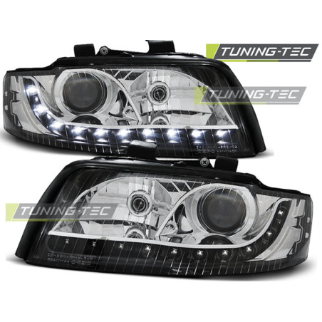 Fari Anteriori Luci Diurne Nero per Audi A4 10/2000-10/2004 (Cod. TT-LPAU64)