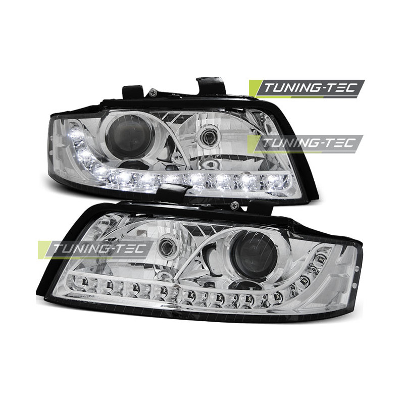 Fari Anteriori Luci Diurne Cromato per Audi A4 10/2000-10/2004 (Cod. TT-LPAU63)