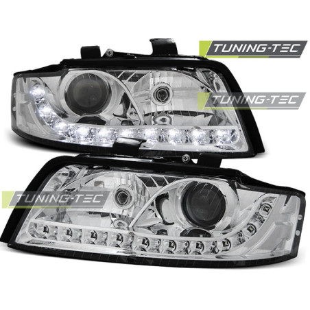 Fari Anteriori Luci Diurne Cromato per Audi A4 10/2000-10/2004 (Cod. TT-LPAU63)
