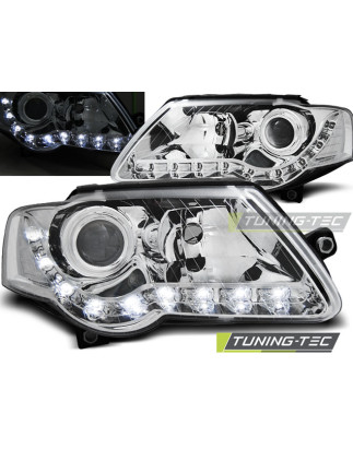 Fari Anteriori Luci Diurne Cromato per Volkswagen Passat B6 3C 03/2005-2010 (Cod. TT-LPVWE0)