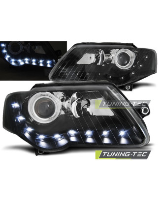 Fari Anteriori Luci Diurne Nero per Volkswagen Passat B6 3C 03/2005-2010 (Cod. TT-LPVWE1)