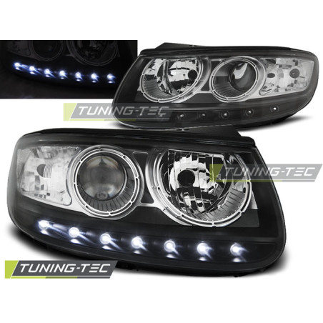 Fari Anteriori con Luci Diurne Luci Diurne Nero per Hyundai Santa Fe 06/2006-2012 (Cod. TT-LPHU03)