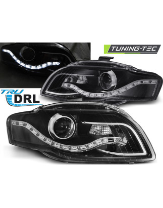 Fari Anteriori Luci Diurne DRL Nero per Audi A4 B7 11/2004-03/2008 (Cod. TT-LPAUA6)