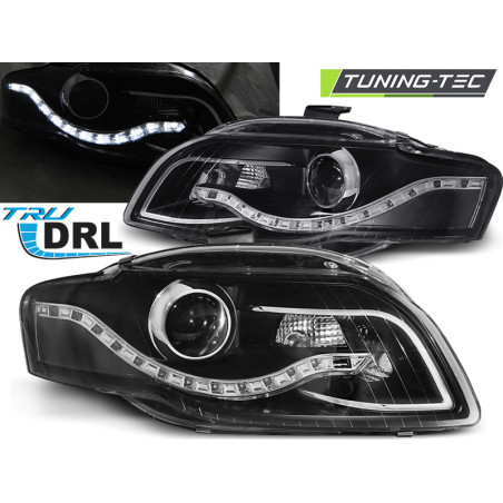 Fari Anteriori Luci Diurne DRL Nero per Audi A4 B7 11/2004-03/2008 (Cod. TT-LPAUA6)