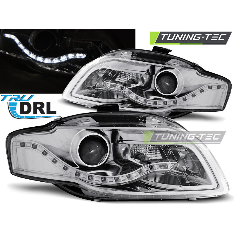 Fari Anteriori Luci Diurne DRL Cromato per Audi A4 B7 11/2004-03/2008 (Cod. TT-LPAUA5)