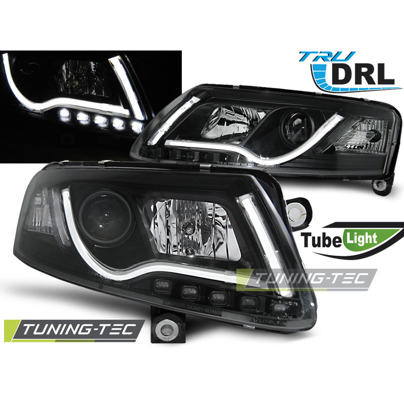 Fari Anteriori Luci Diurne DRL Nero per Audi A6 C6 04/2004-2008 (Cod. TT-LPAUC8)