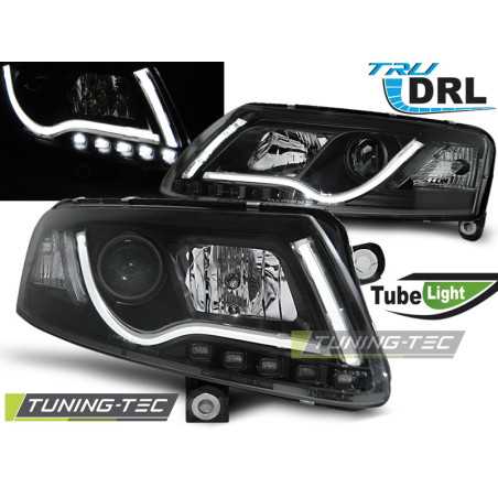 Fari Anteriori Luci Diurne DRL Nero per Audi A6 C6 04/2004-2008 (Cod. TT-LPAUC8)