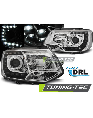 Fari Anteriori Luci Diurne DRL Cromato per Volkswagen T5 2010-2015 (Cod. TT-LPVWK2)