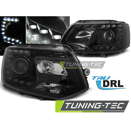 Fari Anteriori Luci Diurne DRL Nero per Volkswagen T5 2010-2015 (Cod. TT-LPVWK3)