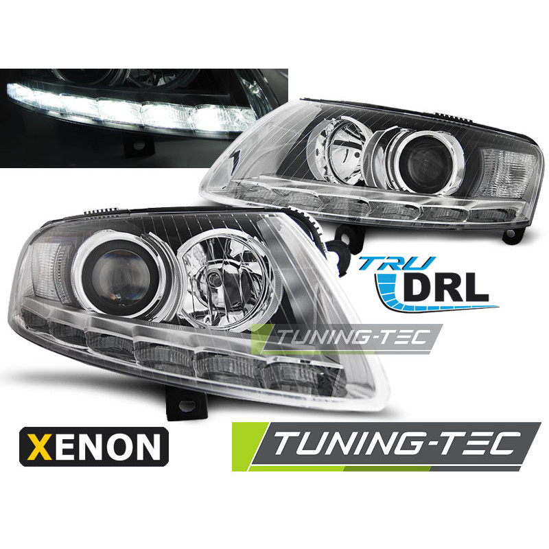 Fari Anteriori Luci Diurne DRL Cromato per Audi A6 C6 04/2004-2008 (Cod. TT-LPAUA9)