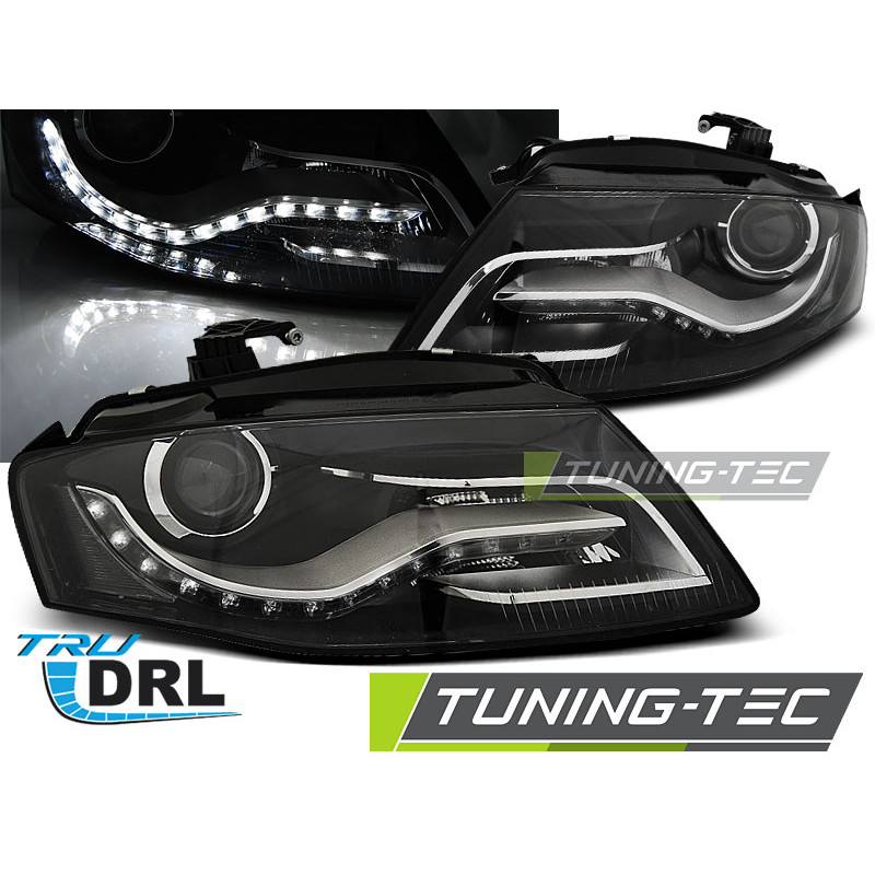 Fari Anteriori Luci Diurne DRL Nero per Audi A4 B8 04/2008-2011 (Cod. TT-LPAUC6)