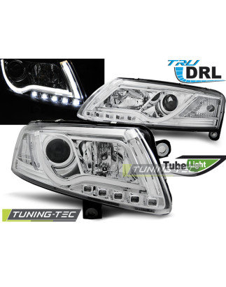Fari Anteriori Luci Diurne DRL Cromato per Audi A6 C6 04/2004-2008 (Cod. TT-LPAUC7)