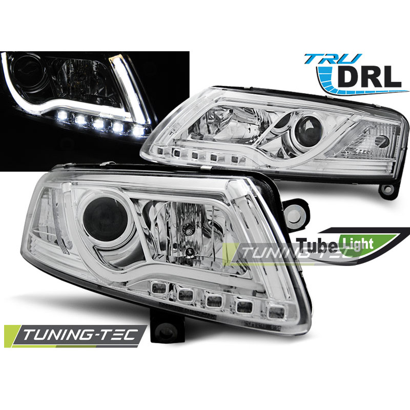 Fari Anteriori Luci Diurne DRL Cromato per Audi A6 C6 04/2004-2008 (Cod. TT-LPAUC7)
