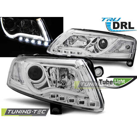 Fari Anteriori Luci Diurne DRL Cromato per Audi A6 C6 04/2004-2008 (Cod. TT-LPAUC7)