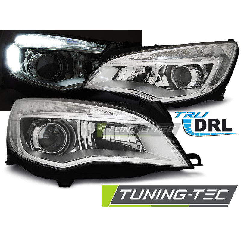 Fari Anteriori con Luci Diurne Luci Diurne DRL Cromato per Opel Astra J Tru 2010-2012 (Cod. TT-LPOP9