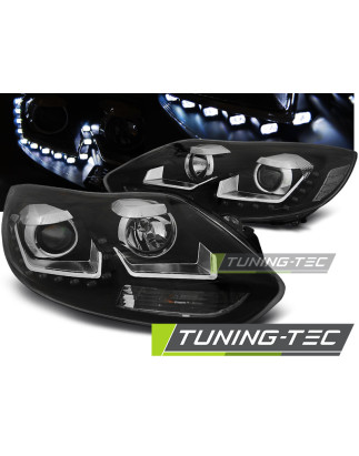 Fari Anteriori con Luci Diurne Luci Diurne Nero per Ford Focus Mk3 2011-10/2014 (Cod. TT-LPFO61)