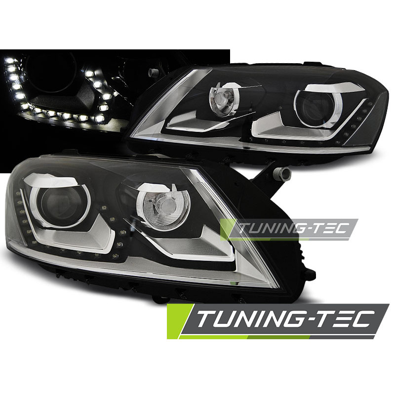 Fari Anteriori Luci Diurne Nero per Volkswagen Passat B7 10/2010-10/2014 (Cod. TT-LPVWK4)