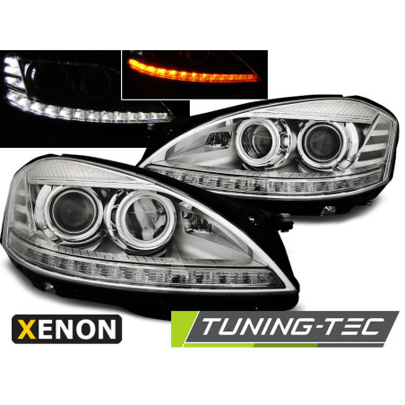 Fari Anteriori Luci Diurne Cromato per Mercedes-Benz W221 2005-2009 (Cod. TT-LPME83)