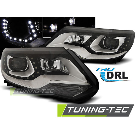 Fari Anteriori Luci Diurne DRL Nero per Volkswagen Tiguan 2011-12/2015 (Cod. TT-LPVWM0)