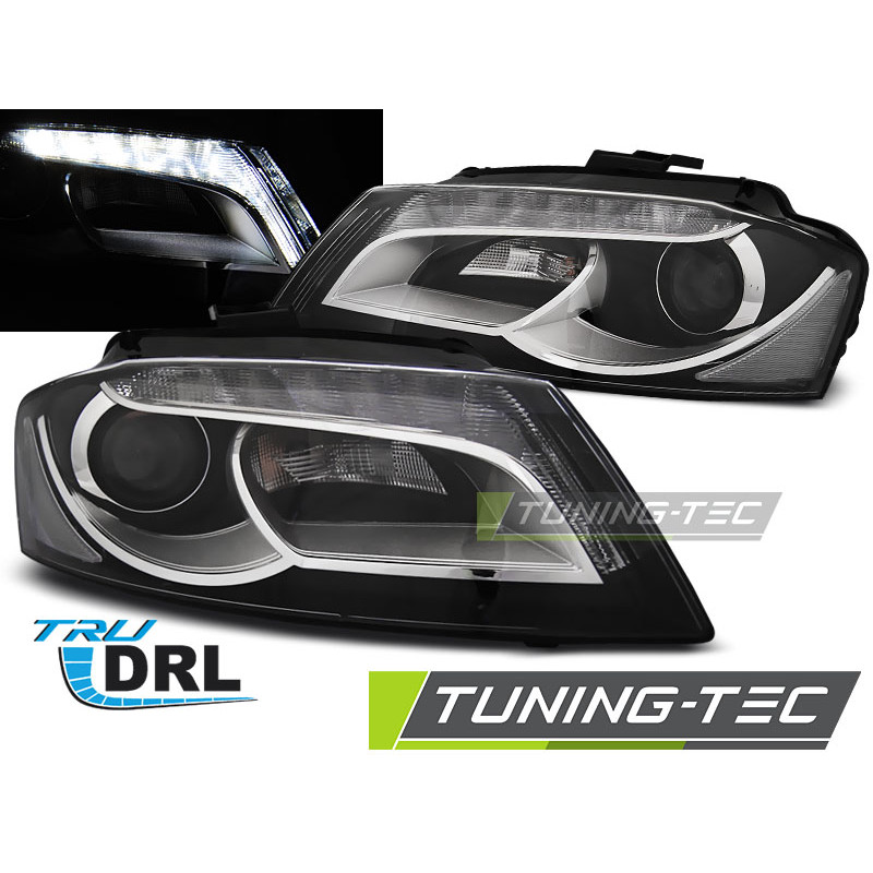 Fari Anteriori Luci Diurne DRL Nero per Audi A3 8P 2008-2012 (Cod. TT-LPAUD3)