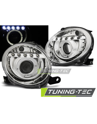 Fanali Posteriori LED LED Cromato per Fiat 500 Projektor 2007-2015 (Cod. TT-LPFI21)
