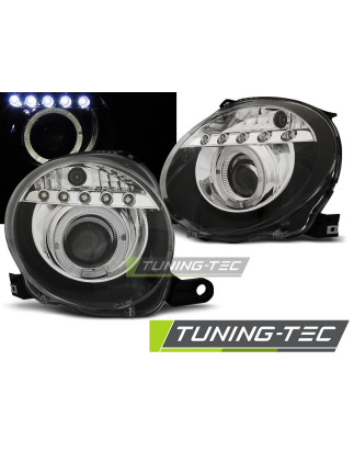 Fanali Posteriori LED LED Nero per Fiat 500 Projektor 2007-2015 (Cod. TT-LPFI22)