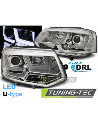 Fari Anteriori LED Cromato per Volkswagen T5 2010-2015 (Cod. TT-LPVWL1)